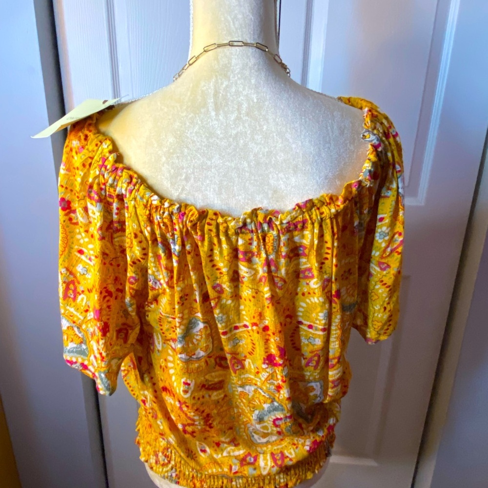 Cynthia Rowley Yellow Print Top - Picture 2 of 6